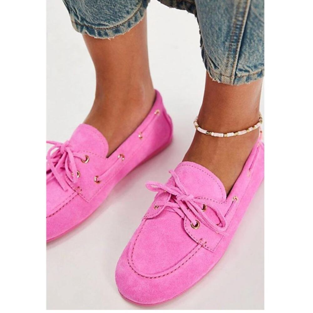 Jeffrey Campbell Yachting Day Leather Boat Deck Shoes Hot Barbie Pink Size 9.5